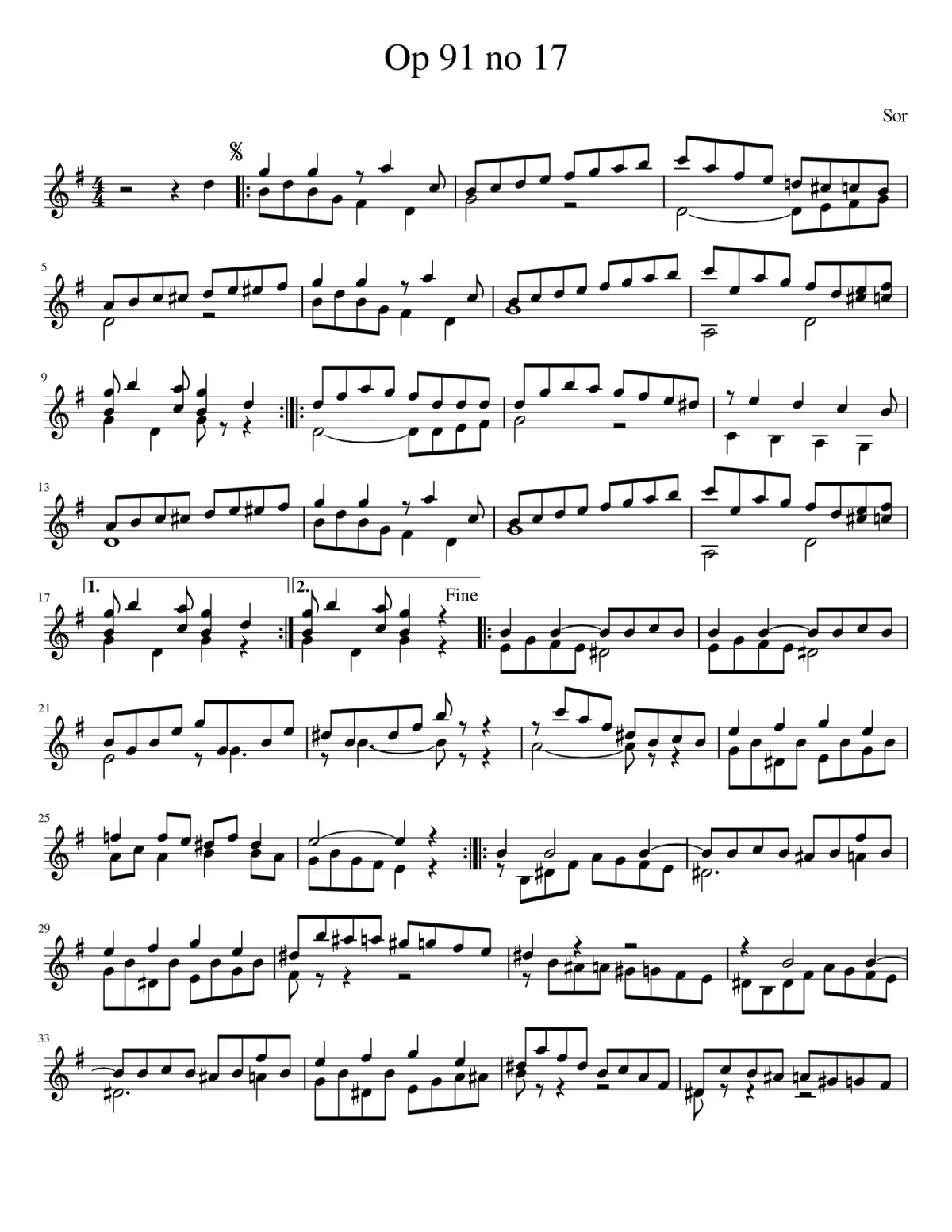 Fernando Sor Op 91 no 17 - Page 1