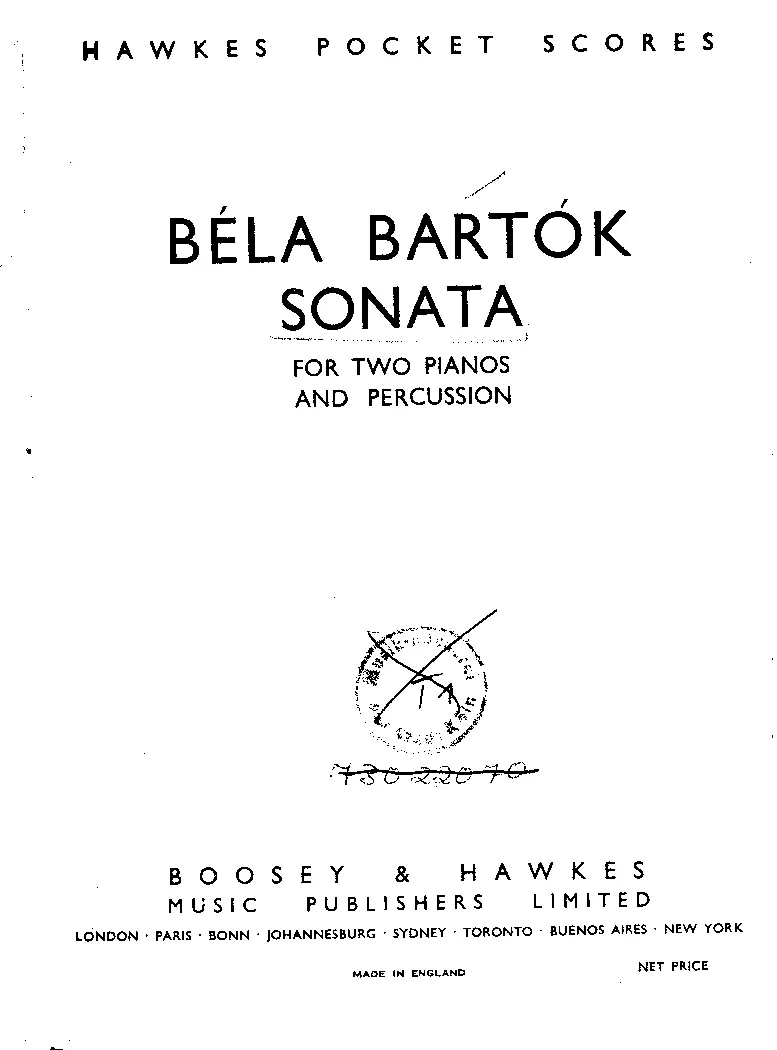Sonata for Two Pianos and Percussion - Page 1