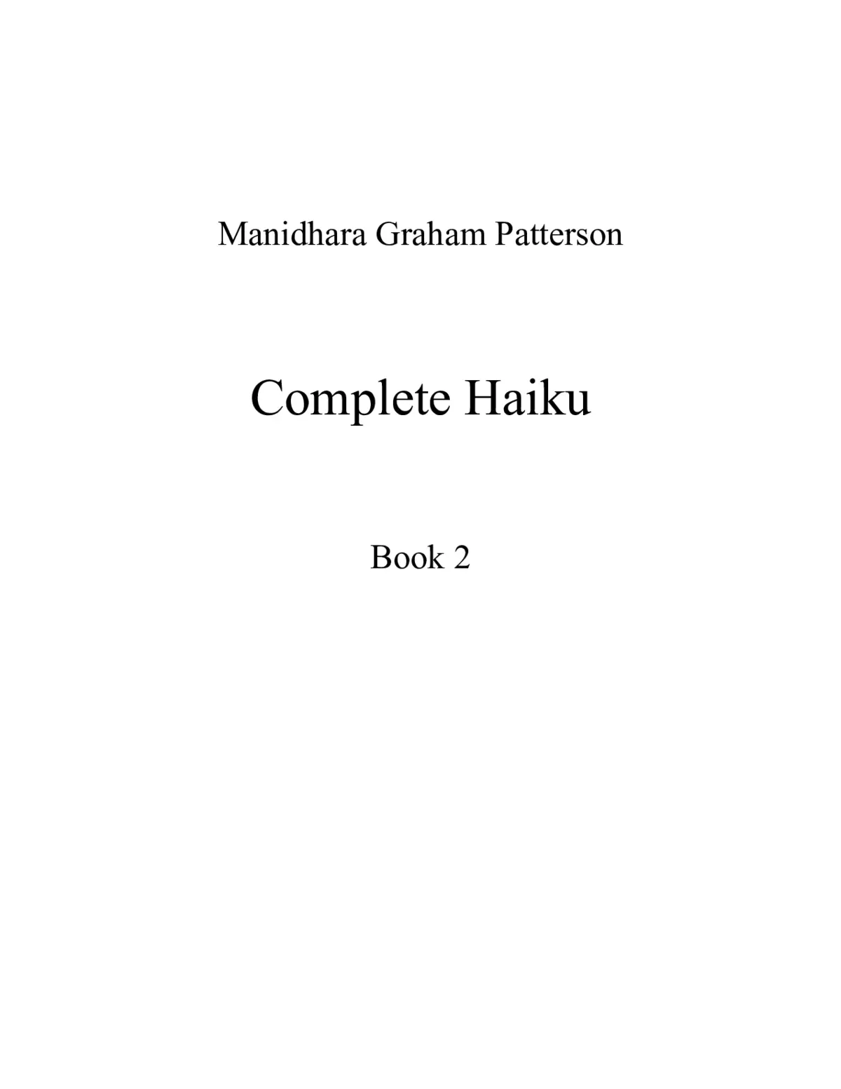 Haiku, Book 2 - Page 1