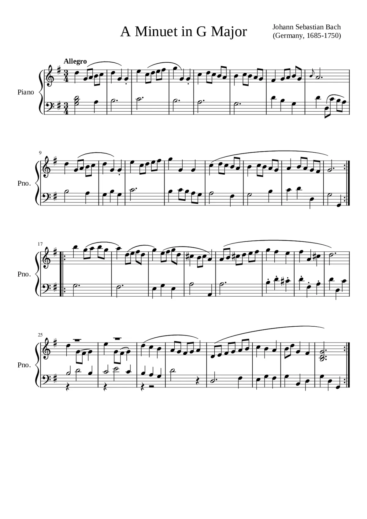 3 Minuets BWV 841-843 - Page 1