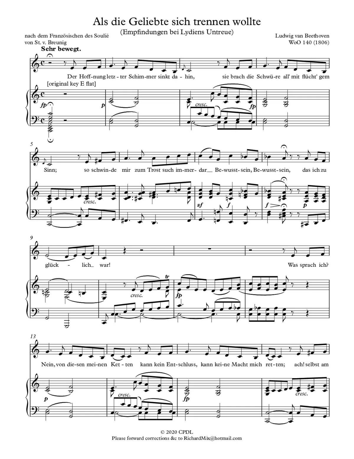 Als die Geliebte sich trennen wollte, WoO 138 - Page 1