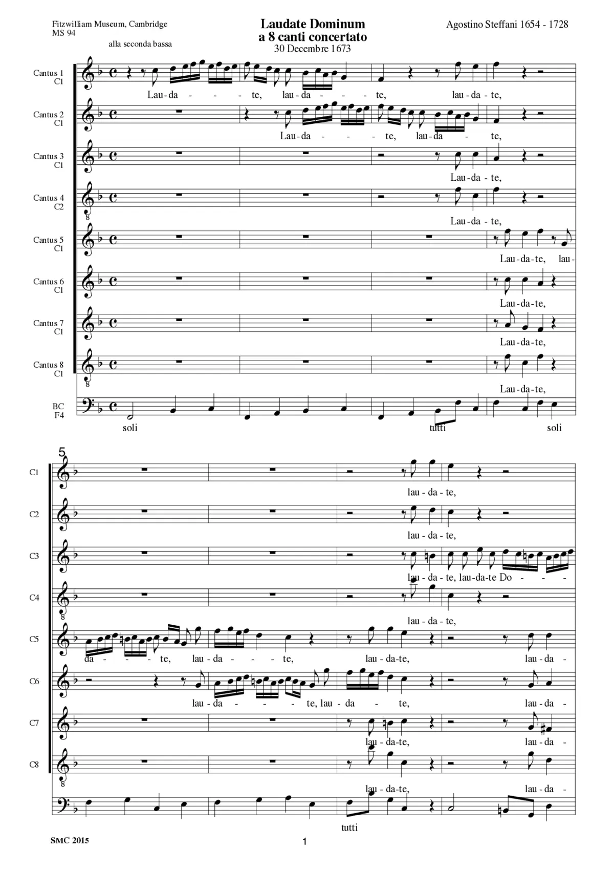 Laudate Dominum a 8 canti concertato - Page 1