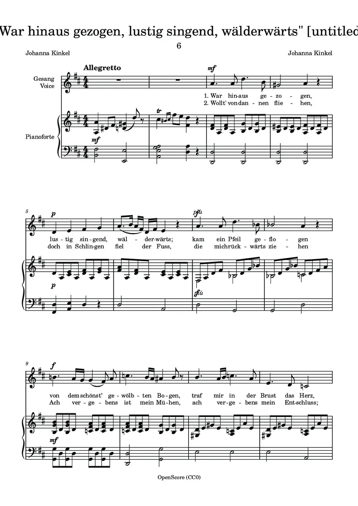 untitled („War hinaus gezogen, lustig singend“) - Page 1