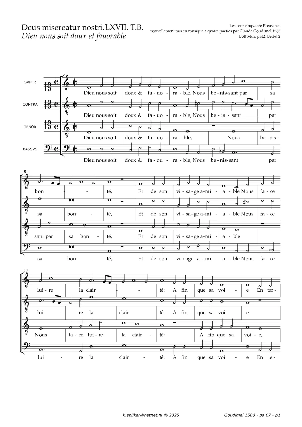 Dieu nous soit doux et favorable (psalm 67) - Page 1