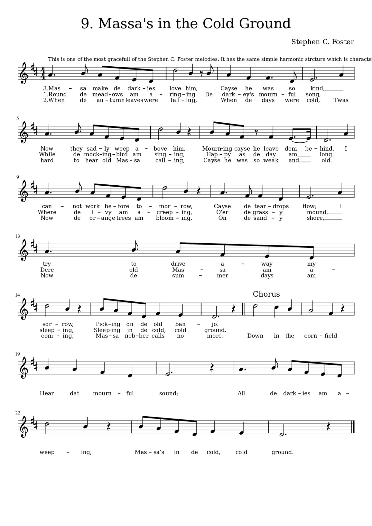 Massa's in the Cold Ground - Page 1