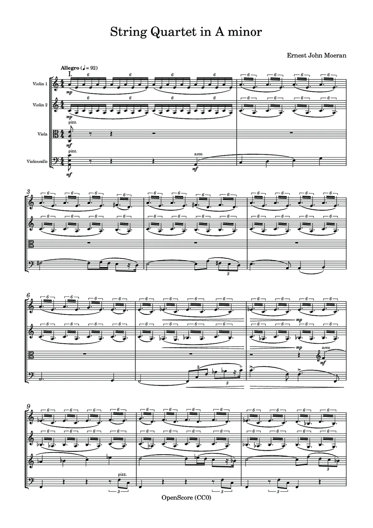 String Quartet in A minor - Page 1
