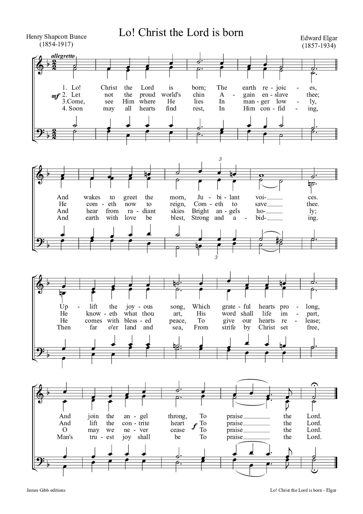 Lo! Christ the Lord is born - Page 1