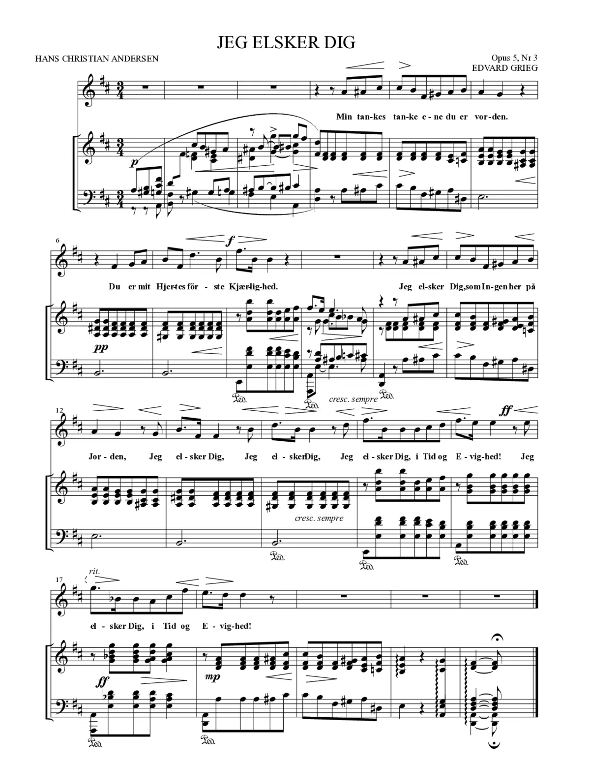 Jeg elsker dig, Op. 5, No. 3 - Page 1