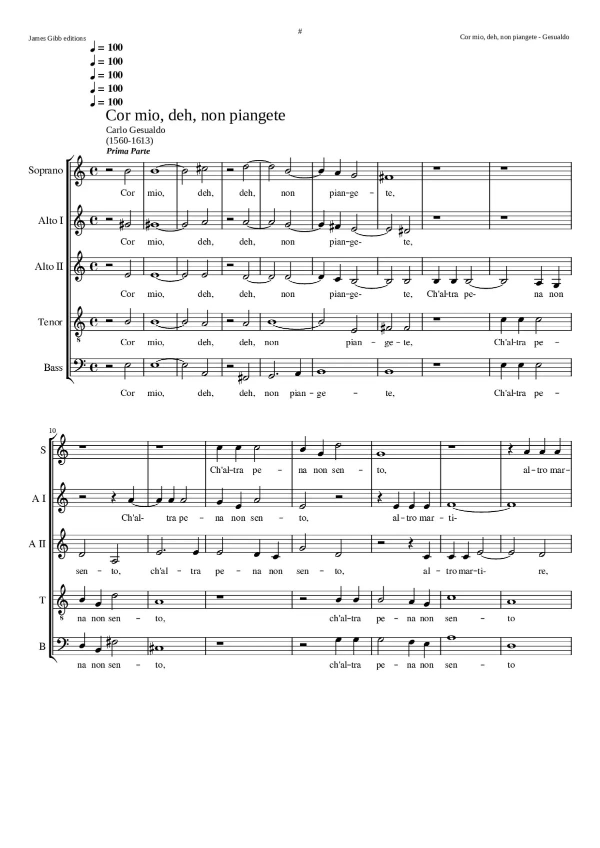 Cor mio deh non piangete - Page 1