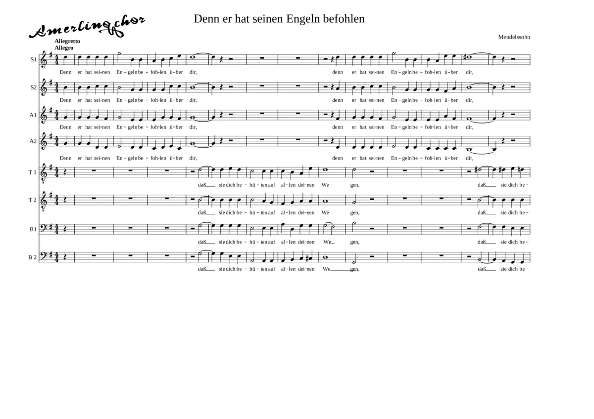 Denn er hat seinen Engeln befohlen MWV B 53 - Page 1