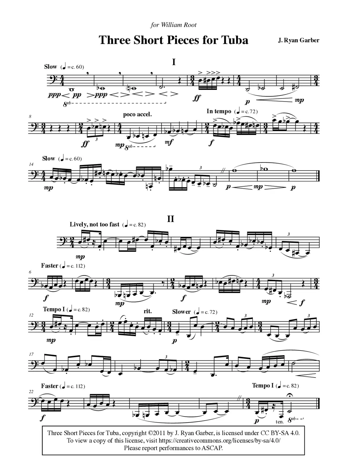 Three Short Pieces for Tuba - Page 1