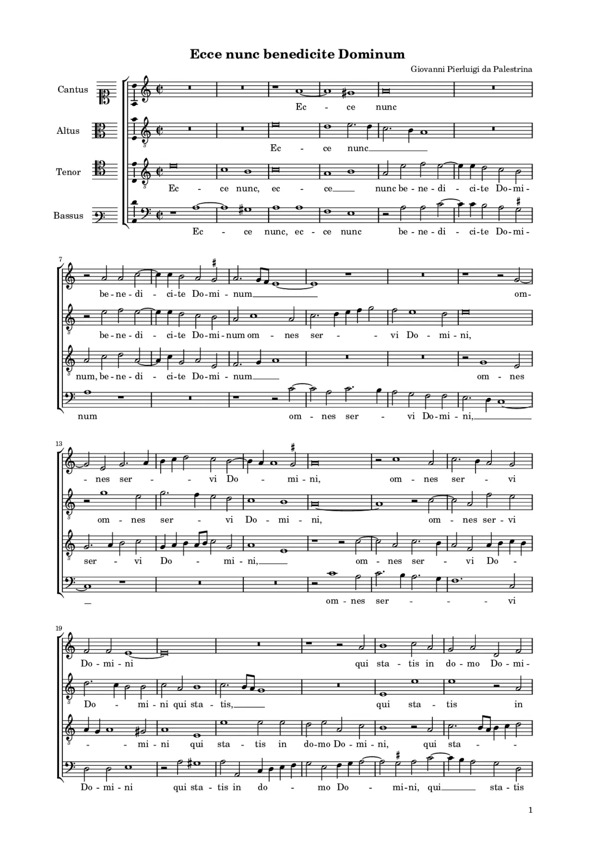 Ecce nunc benedicite Dominum - Page 1