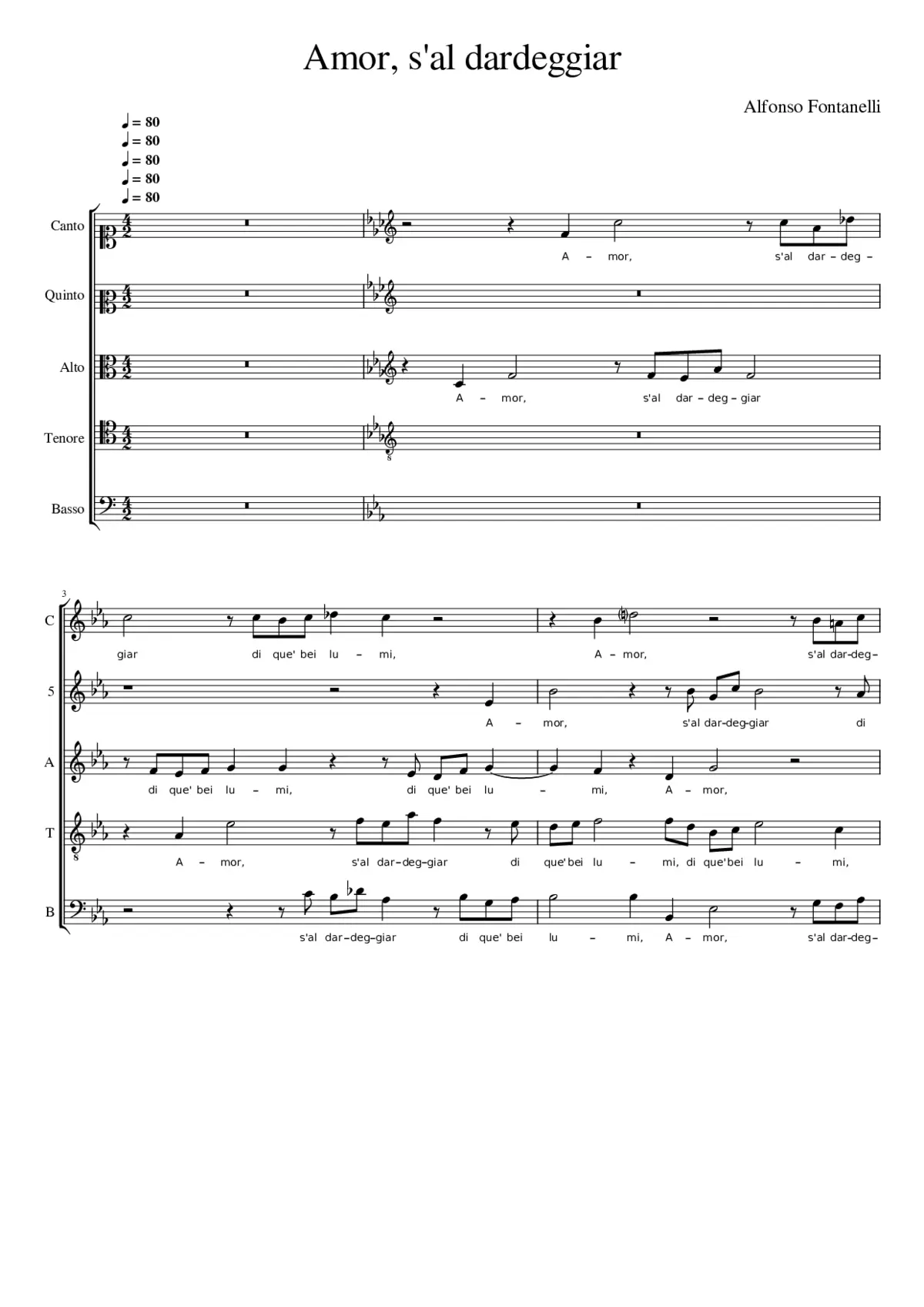 Amor s'al dardeggiar - Page 1