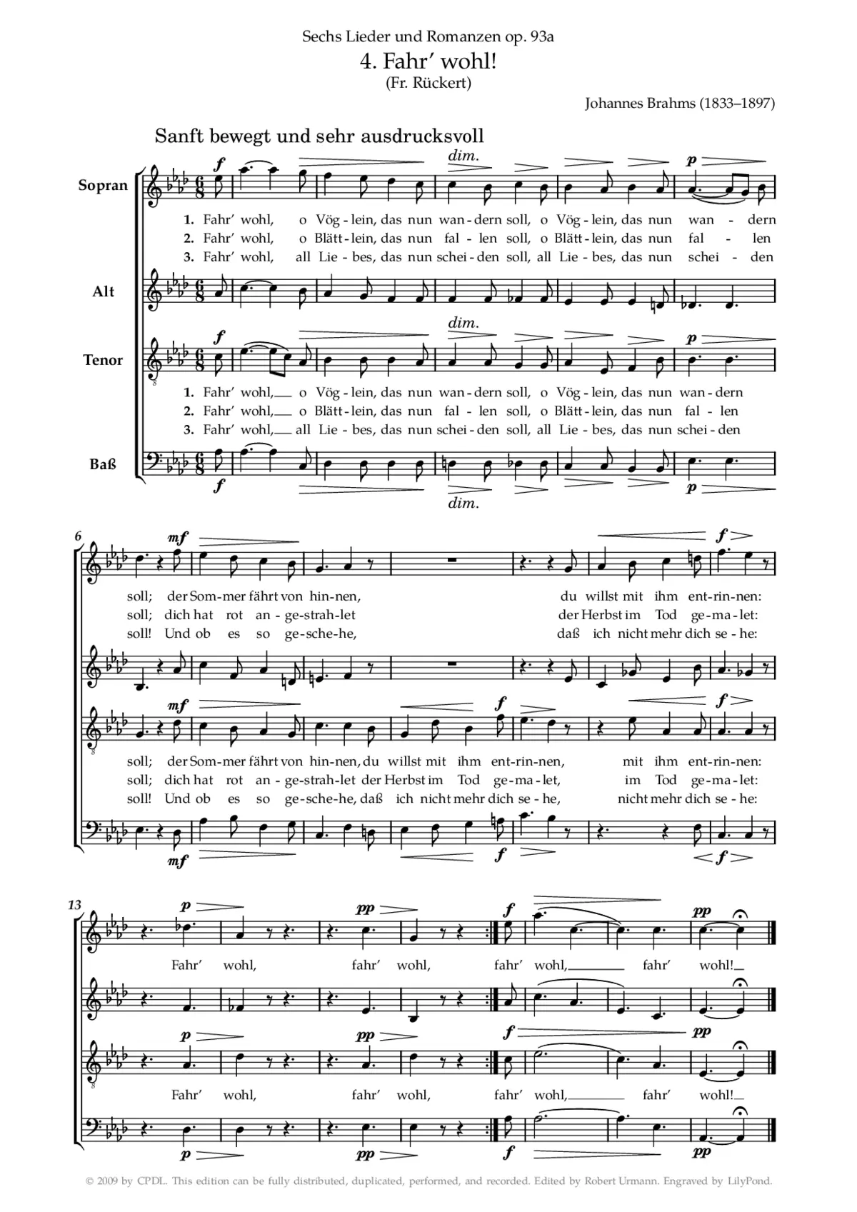 Fahr wohl, Op. 93a, No. 4 - Page 1