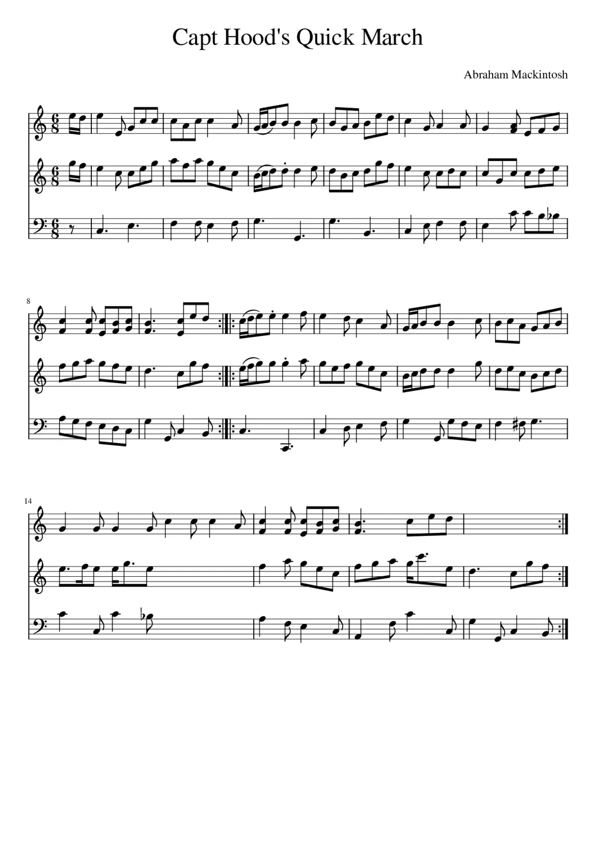 Capt Hood's Quick March - Page 1