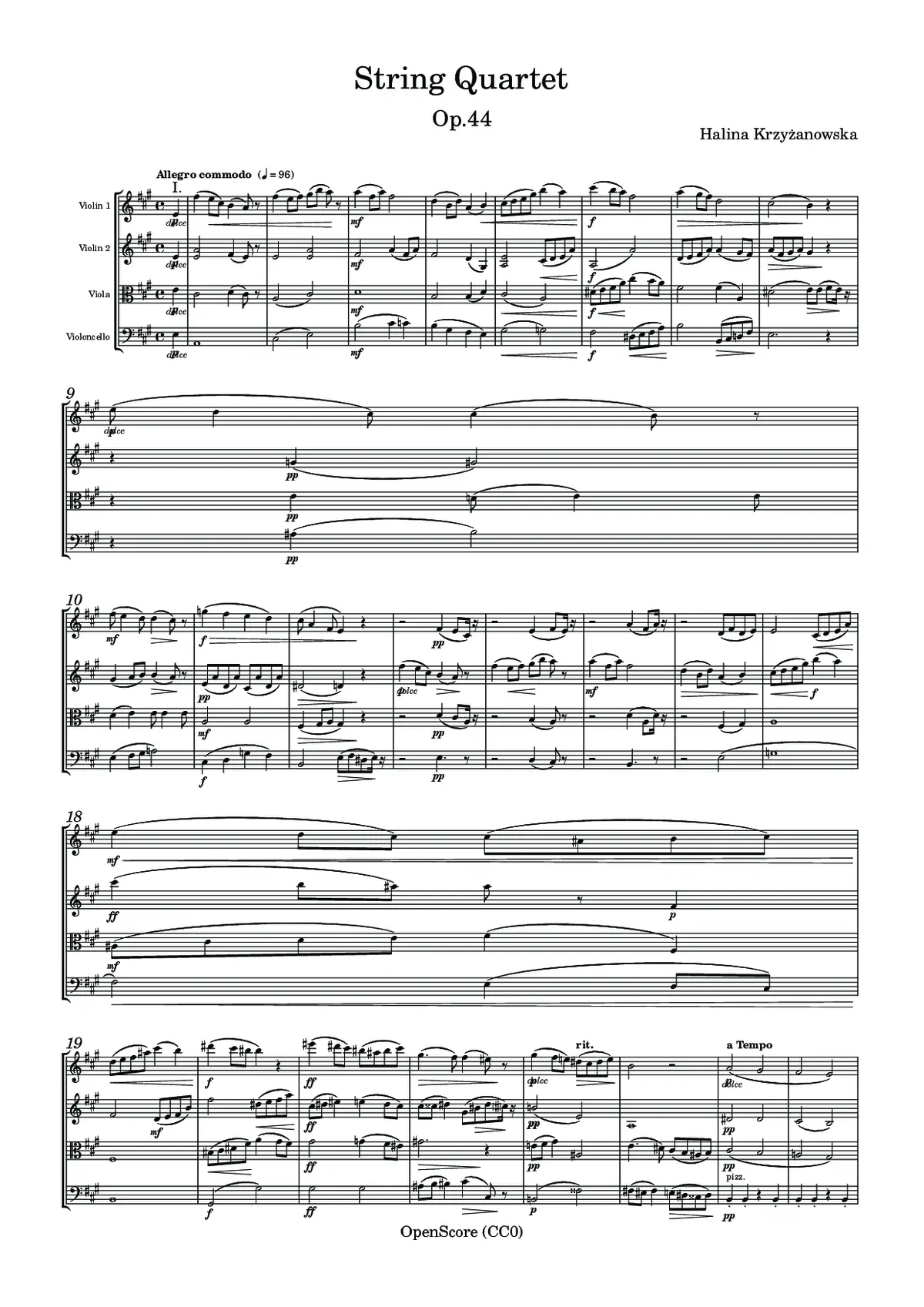 String Quartet, Op.44 - Page 1