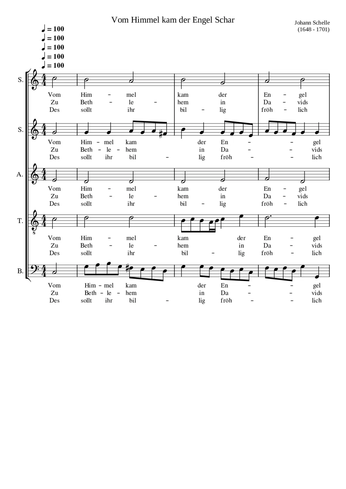 Vom Himmel kam der Engel Schar a cappella excerpt from the cantata. - Page 1