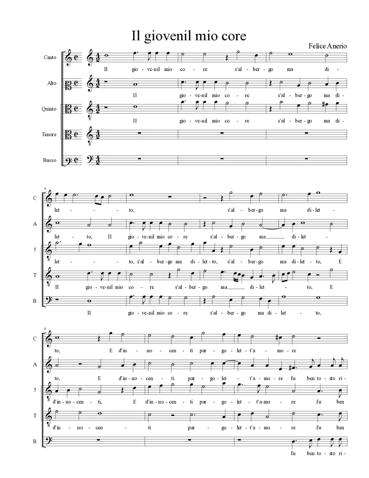 Il giovenil mio core - Page 1