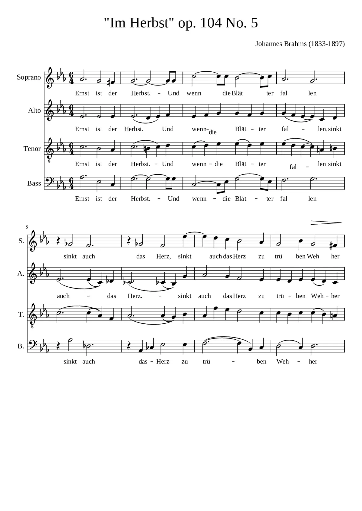 Johannes Brahms Im Herbst op 104 No 5 - Page 1