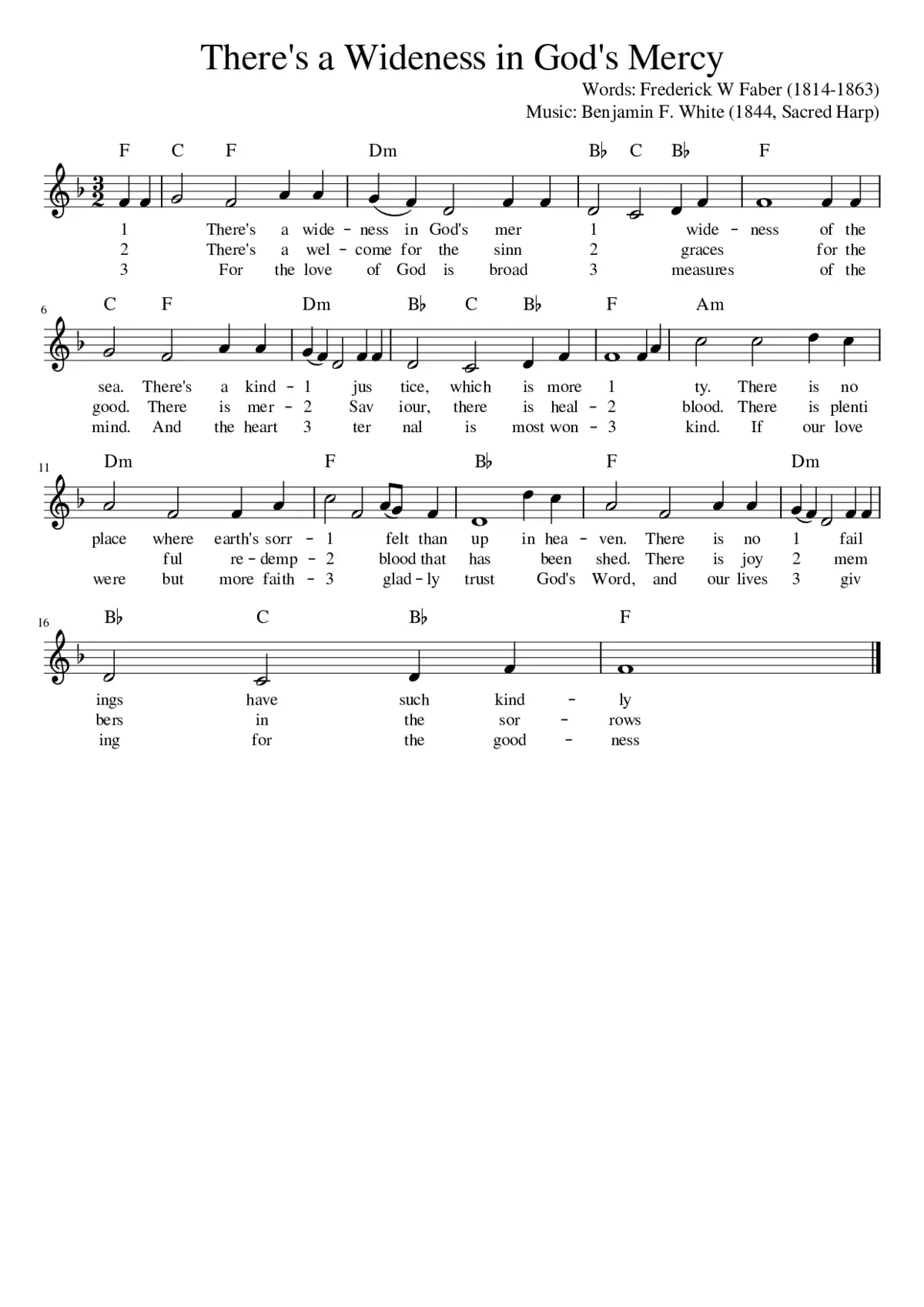 There's a wideness in God's mercy (Vail) - Page 1