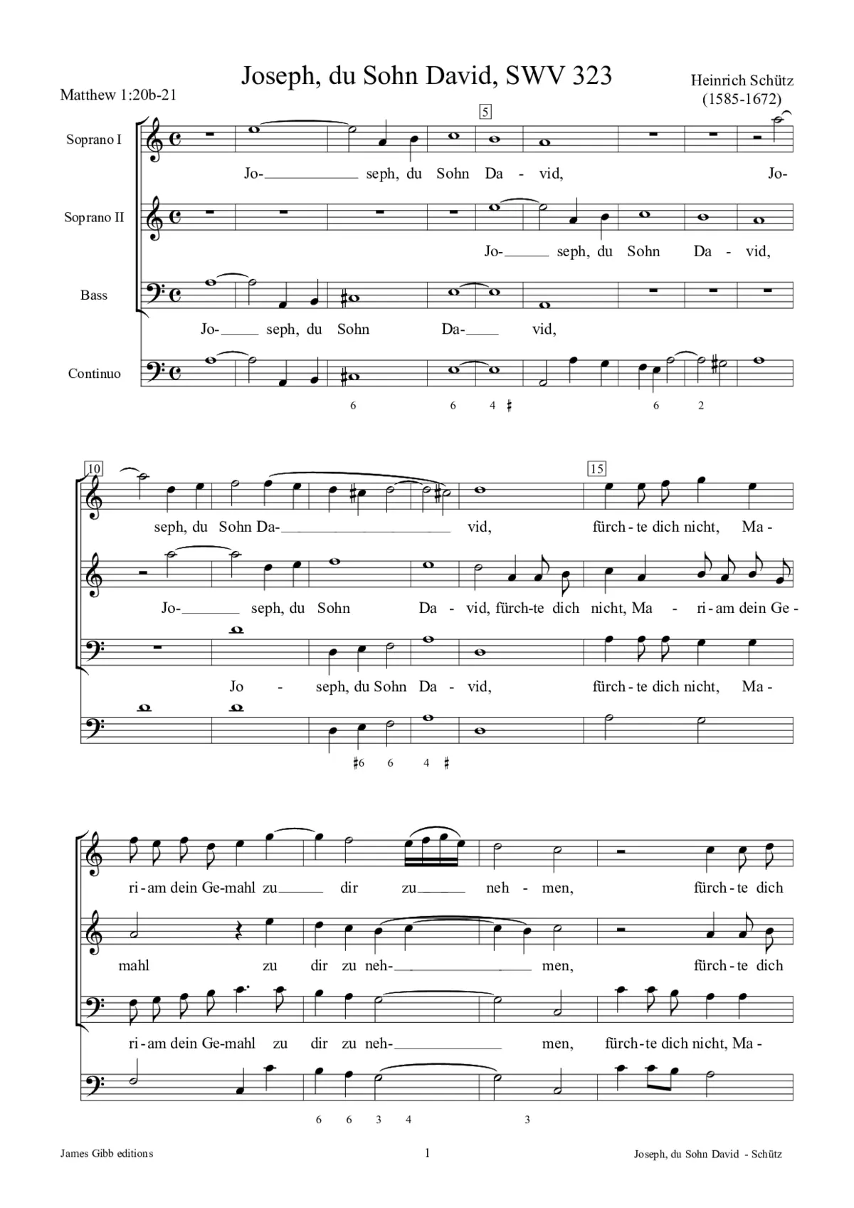Joseph, du Sohn David, SWV 323 - Page 1