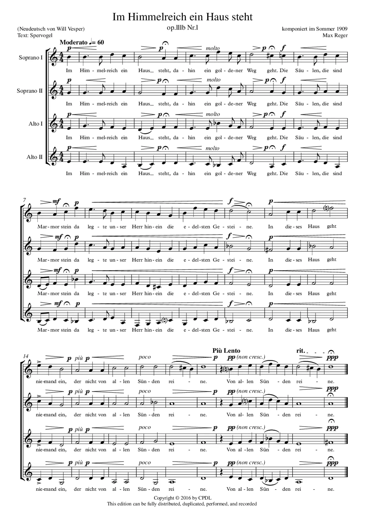 Im Himmelreich ein Haus steht, Op. 111B-1 - Page 1
