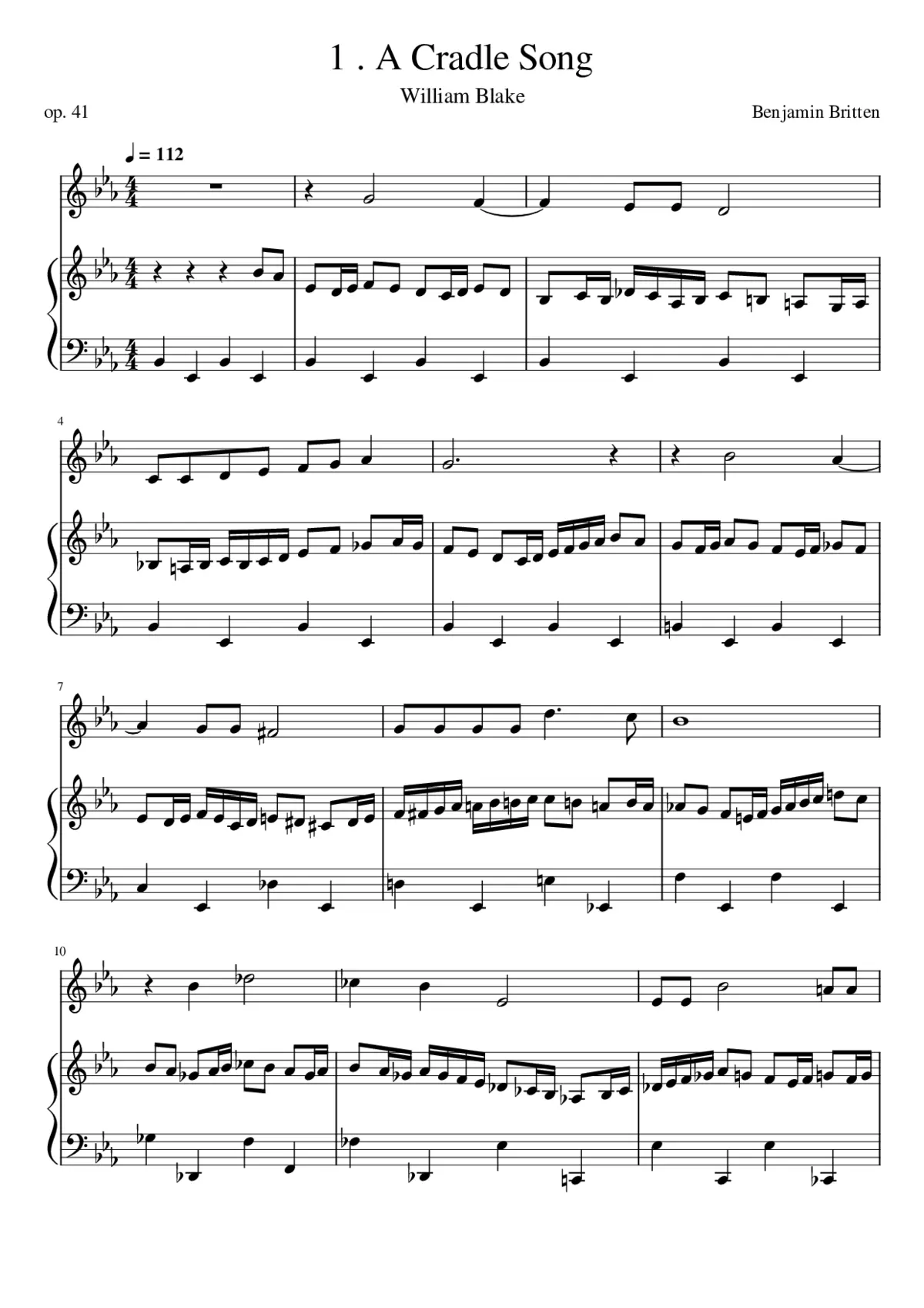 A Cradle Song William Blake - Page 1