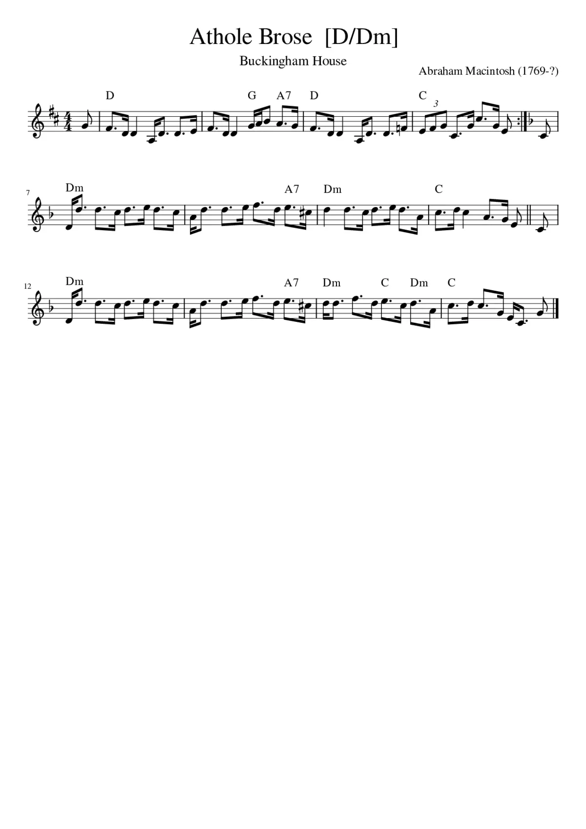 Athole Brose [D/Dm] - Page 1