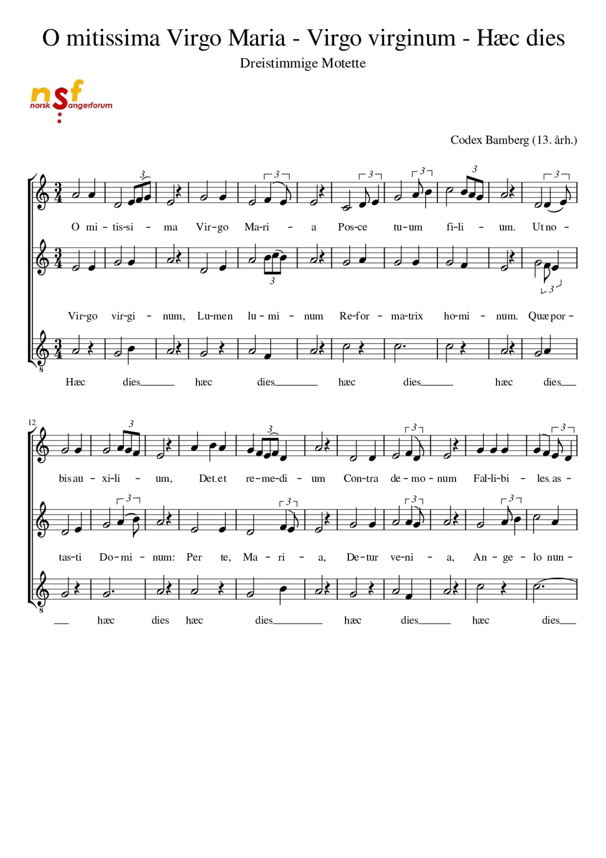 O mitissima Virgo Maria - Virgo virginum - Hæc dies - Page 1