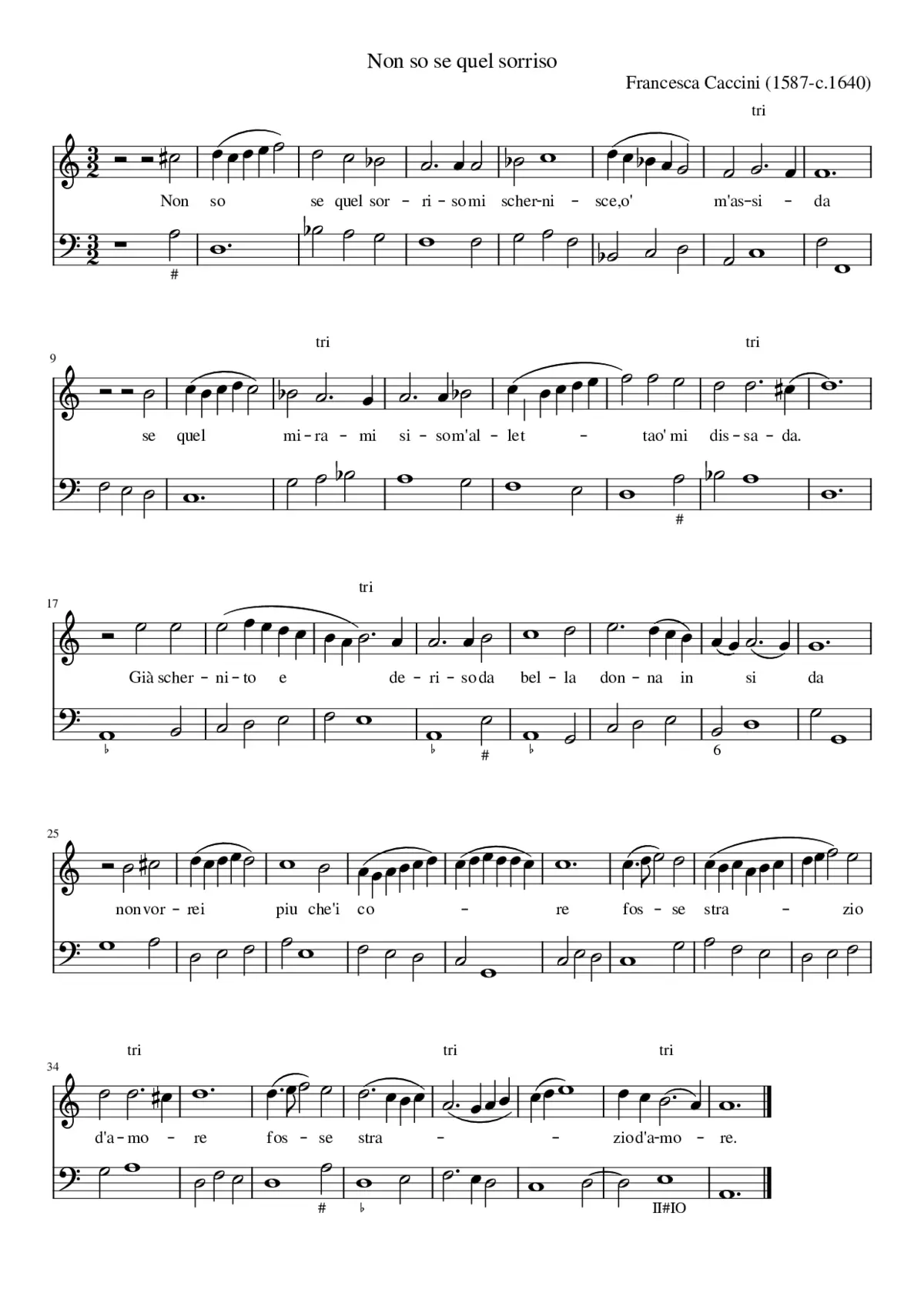 Non sò se quel sorriso - Francesca Caccini - Page 1