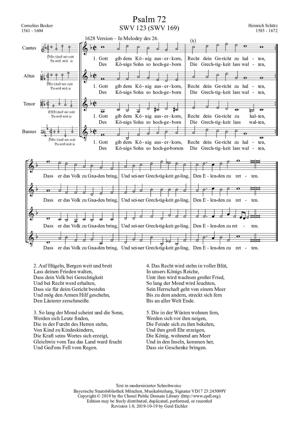 Gott, gib dem König auserkorn, SWV 169 - Page 1