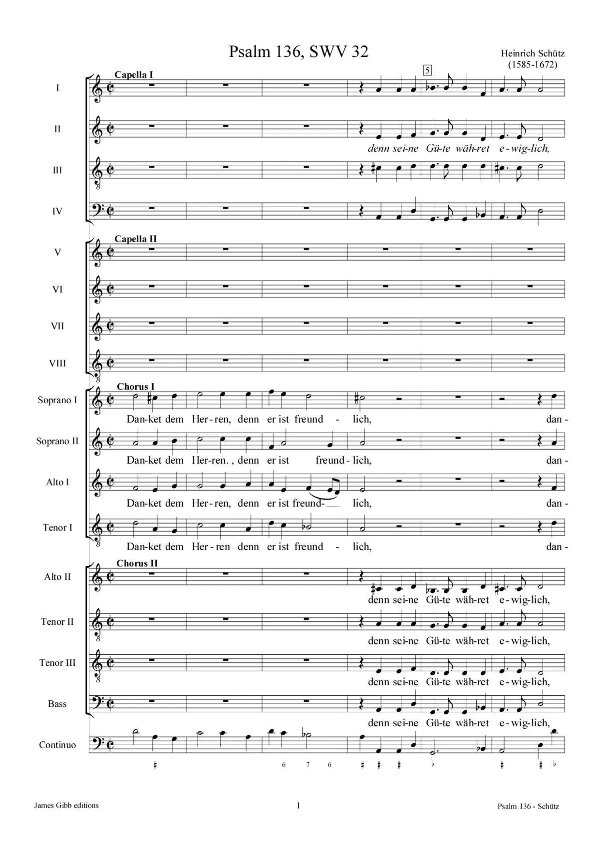 Danket dem Herren, denn er ist freundlich (Psalm 136), SWV 32 - Page 1