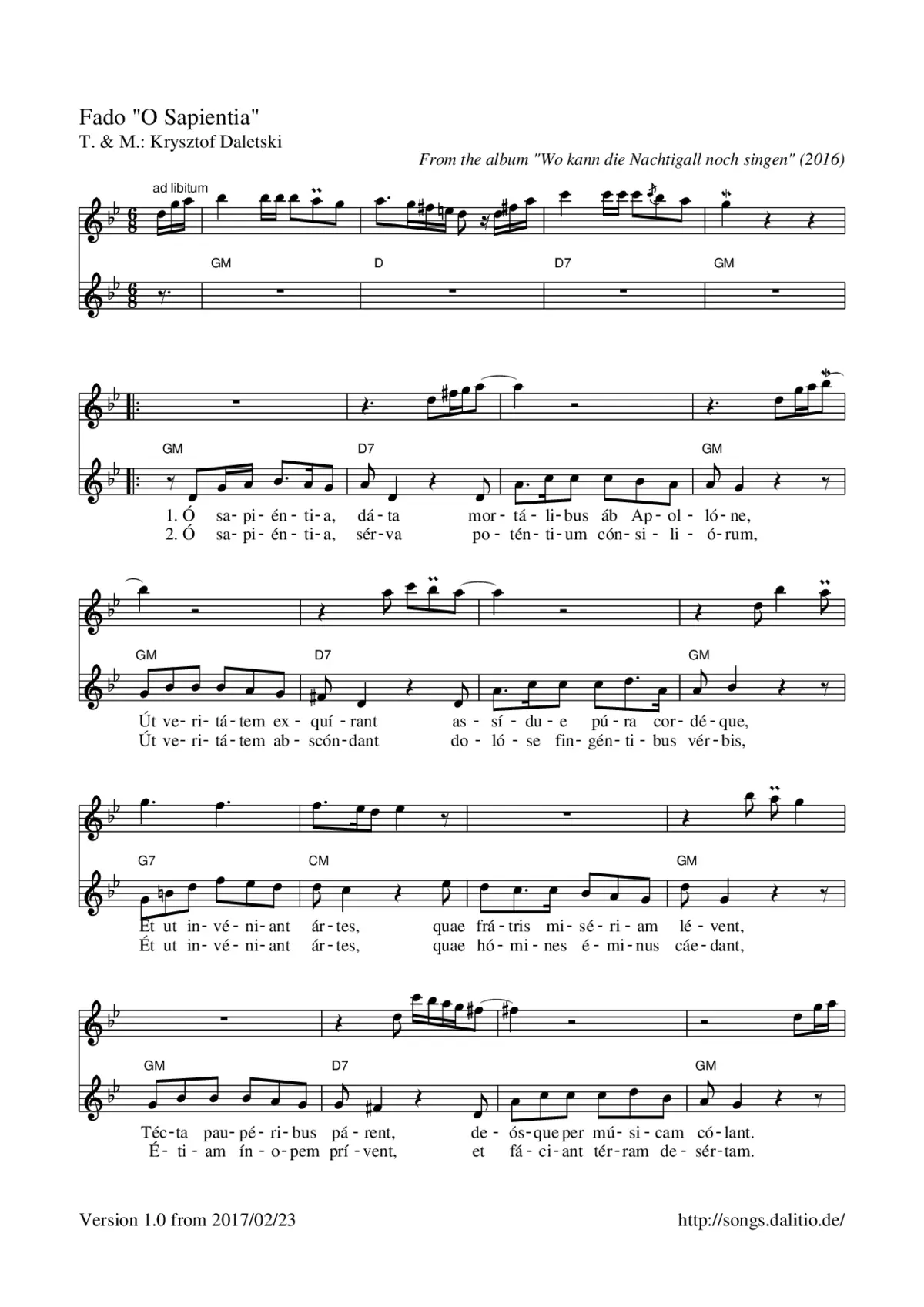 Fado "O Sapientia" - Page 1