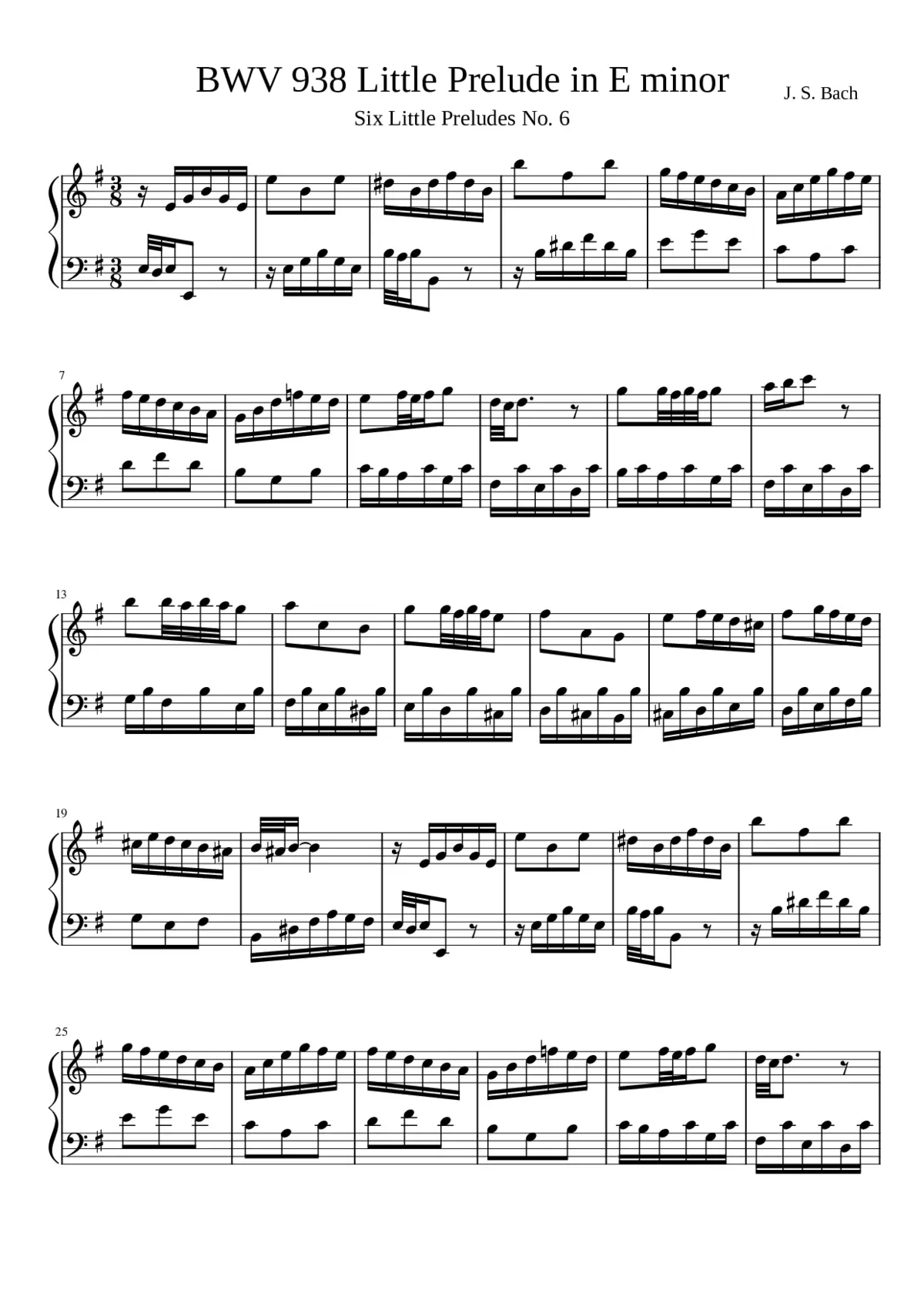 Prelude in E minor BWV 938 - Page 1