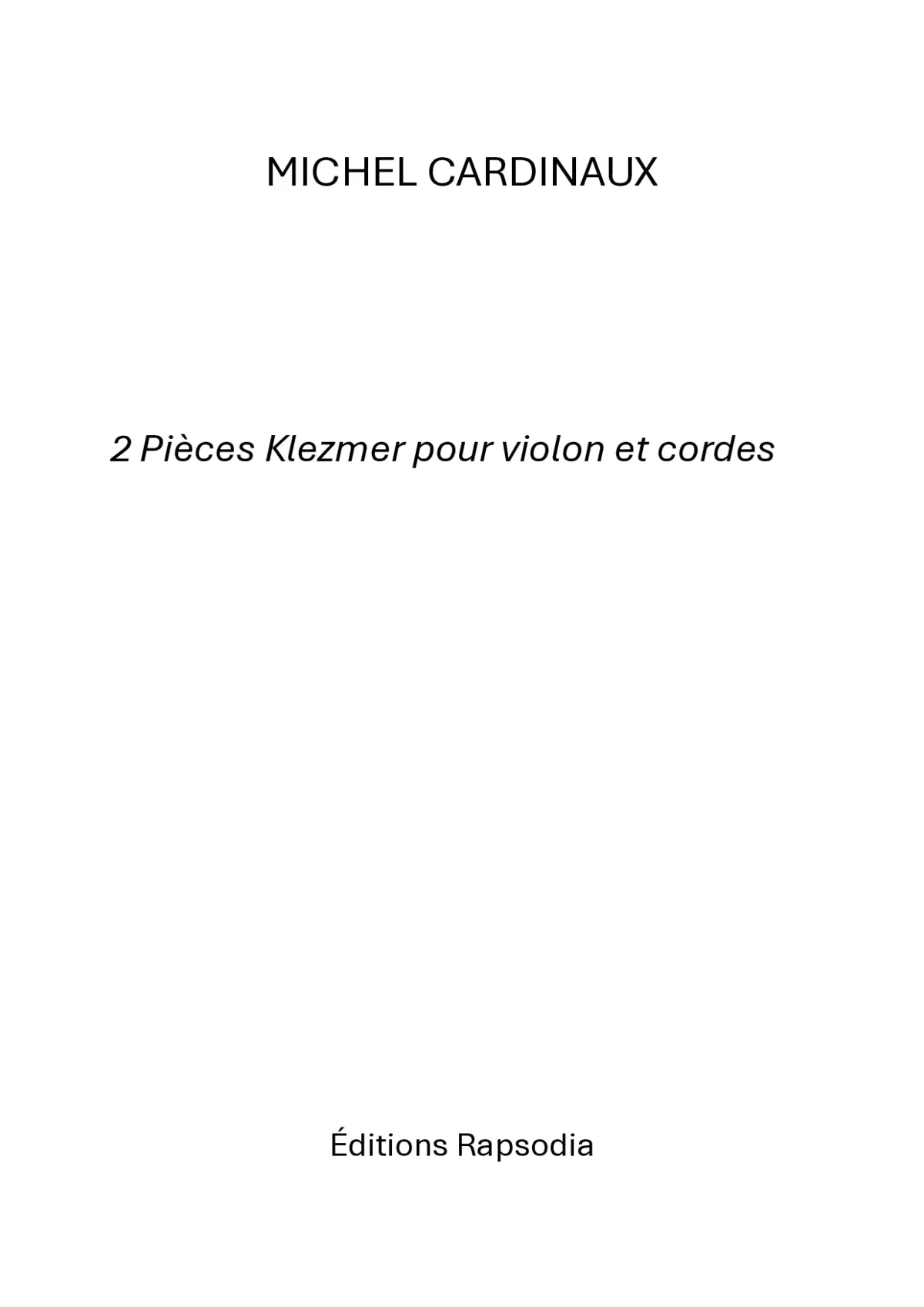 2 Pièces Klezmer pour violon et cordes - Page 1