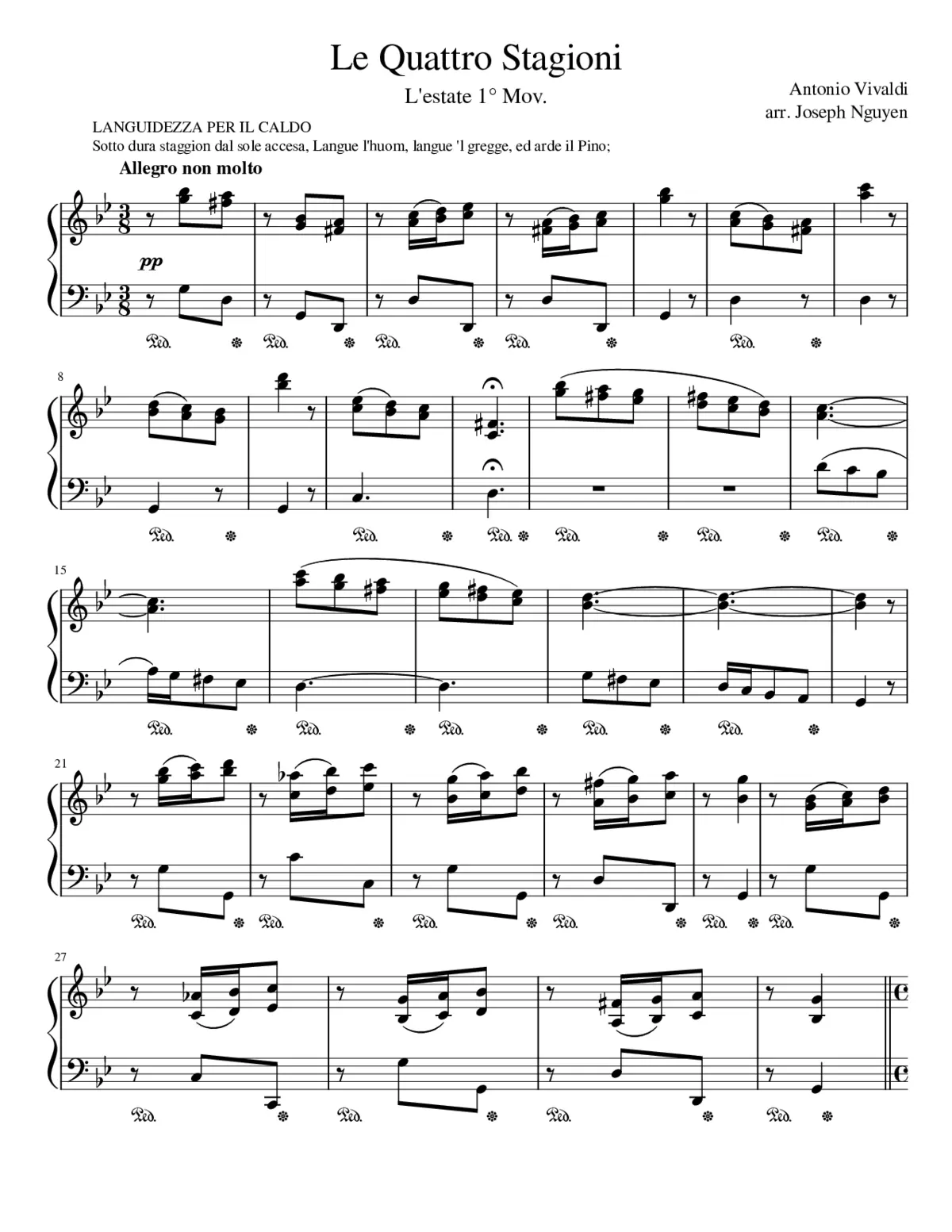 Concerto No. 2 in Sol Minore RV315 L'Estate - Page 1