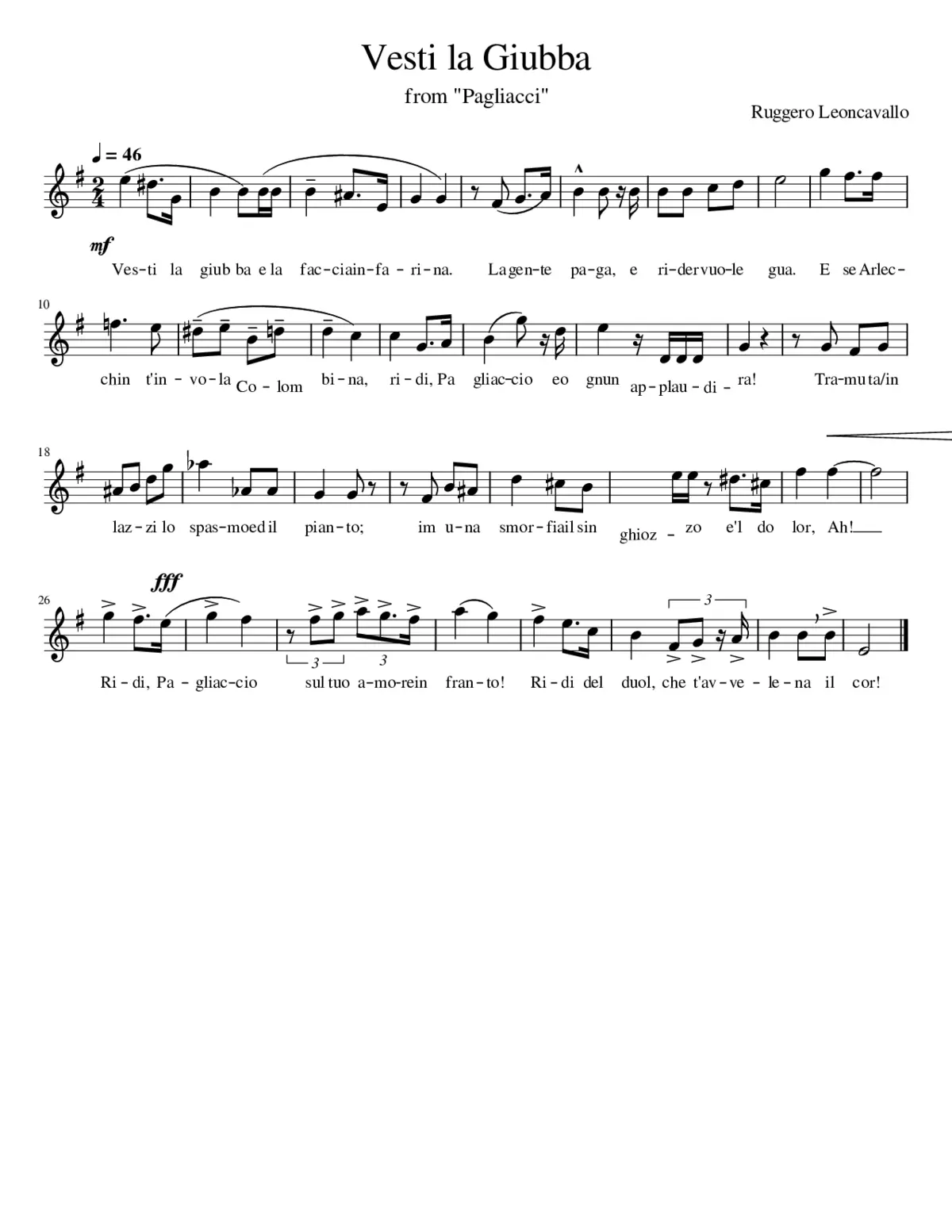 Pagliacci - Page 1