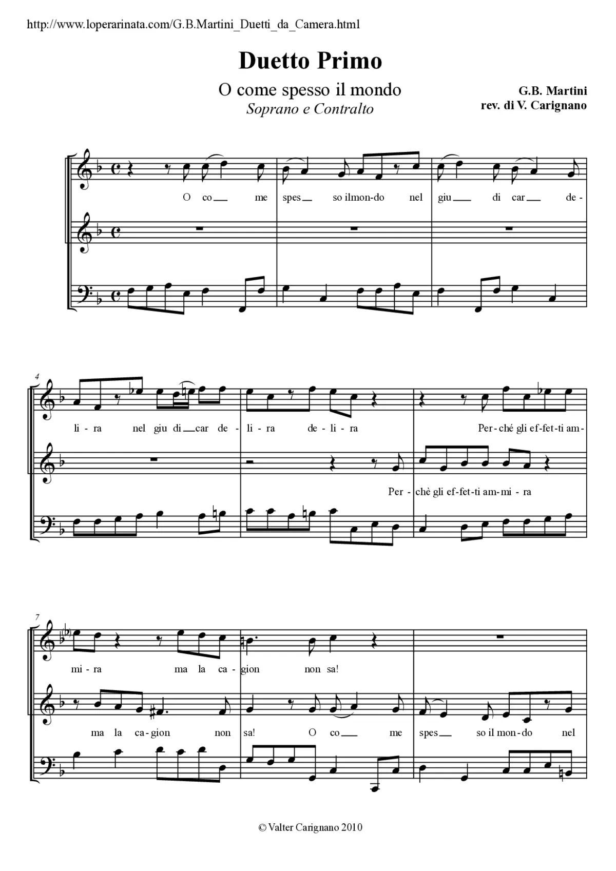 12 Duets, I-Vsmc 278 ; Duetti da Camera - Page 1