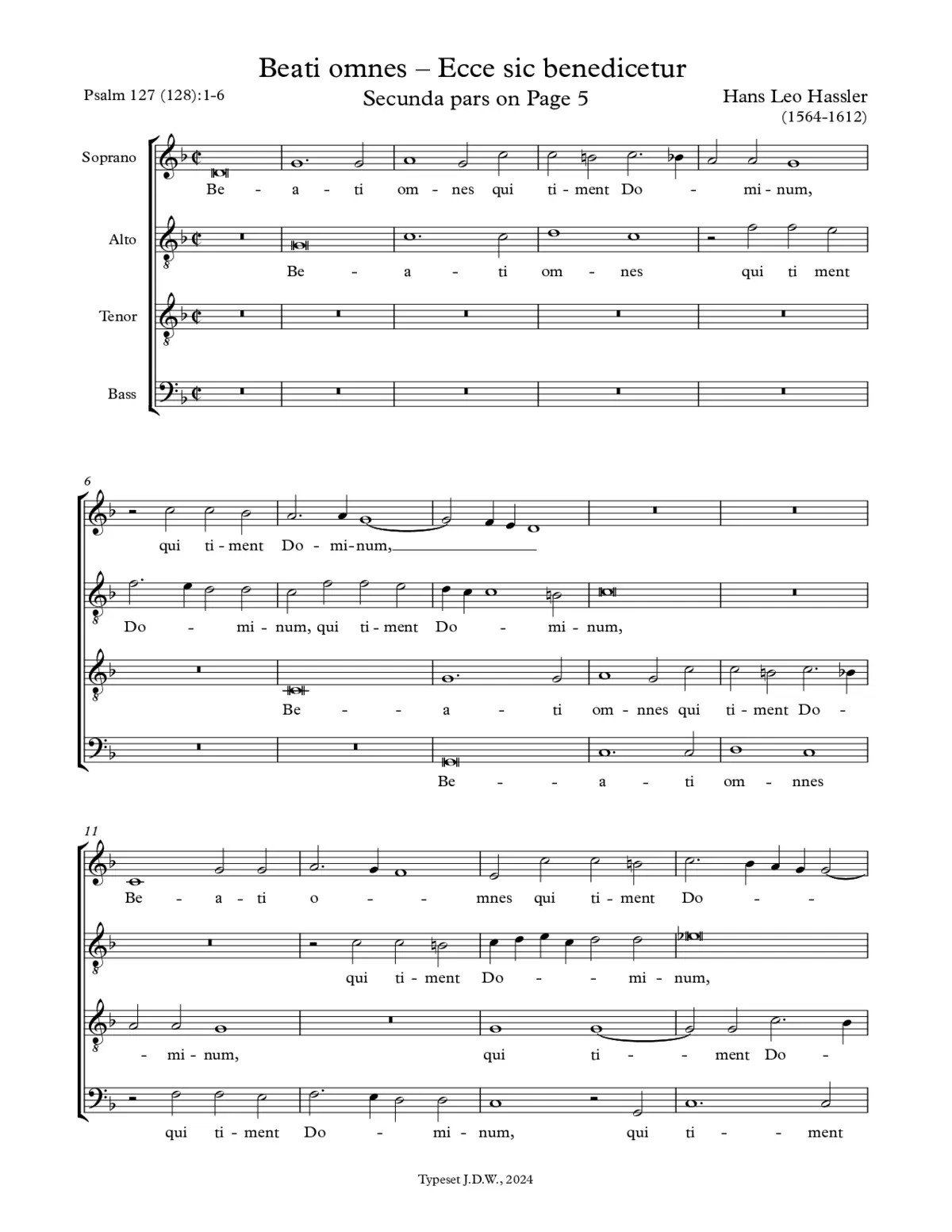 Beati omnes qui timent Dominum a 4 - Page 1