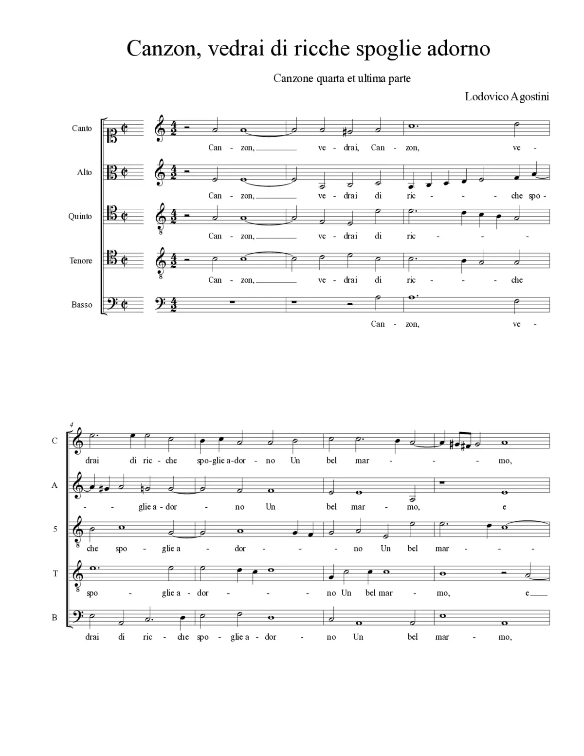 Canzon, vedrai di ricche spoglie adorno - Page 1