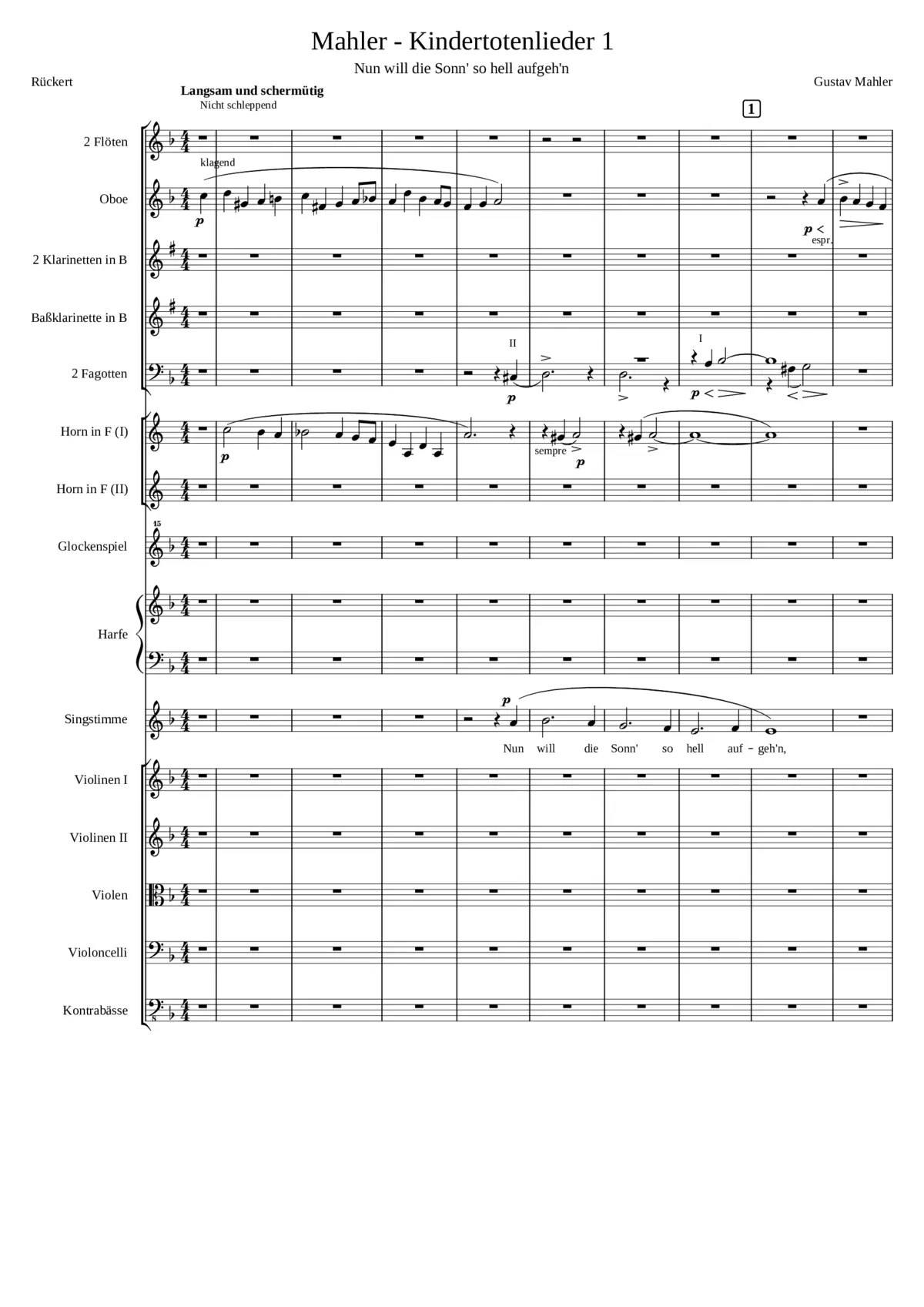 Kindertotenlieder - Page 1