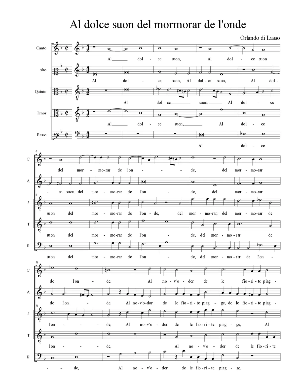 Al dolce suon del mormorar de l'onde - Page 1