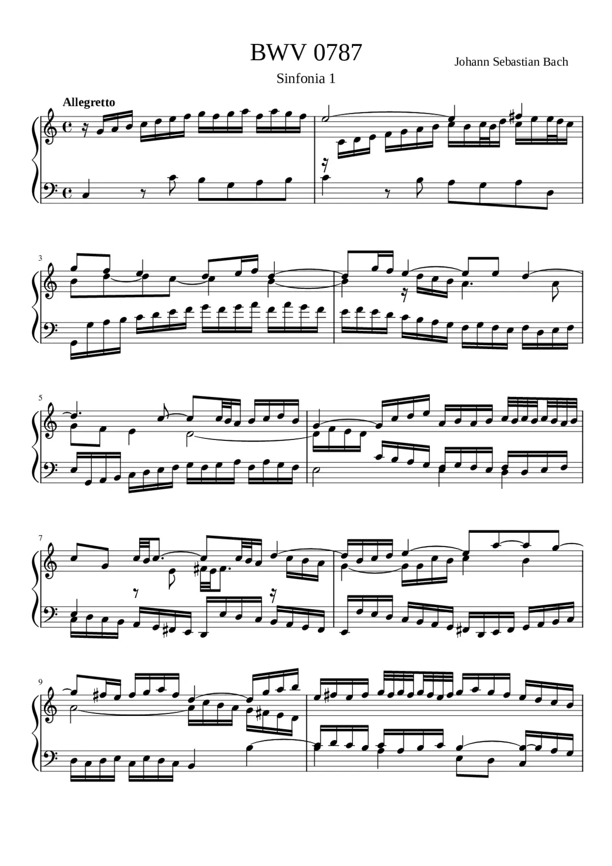 Sinfonia in C major BWV 787 - Page 1