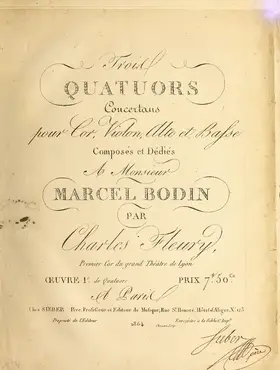 3 Horn Quartets, Op.1