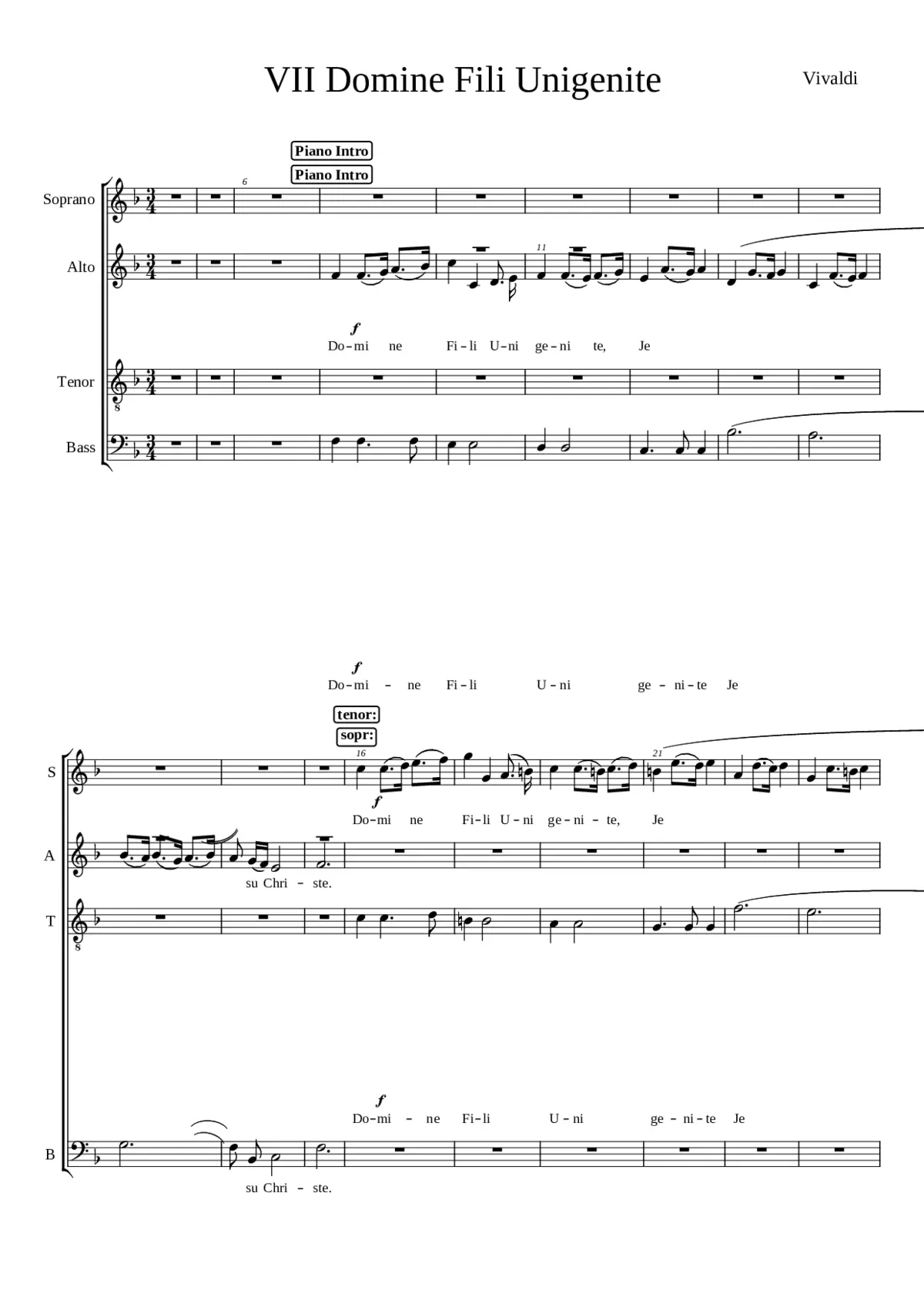 VII Domine Fili Unigenite SOPRANO - Page 1
