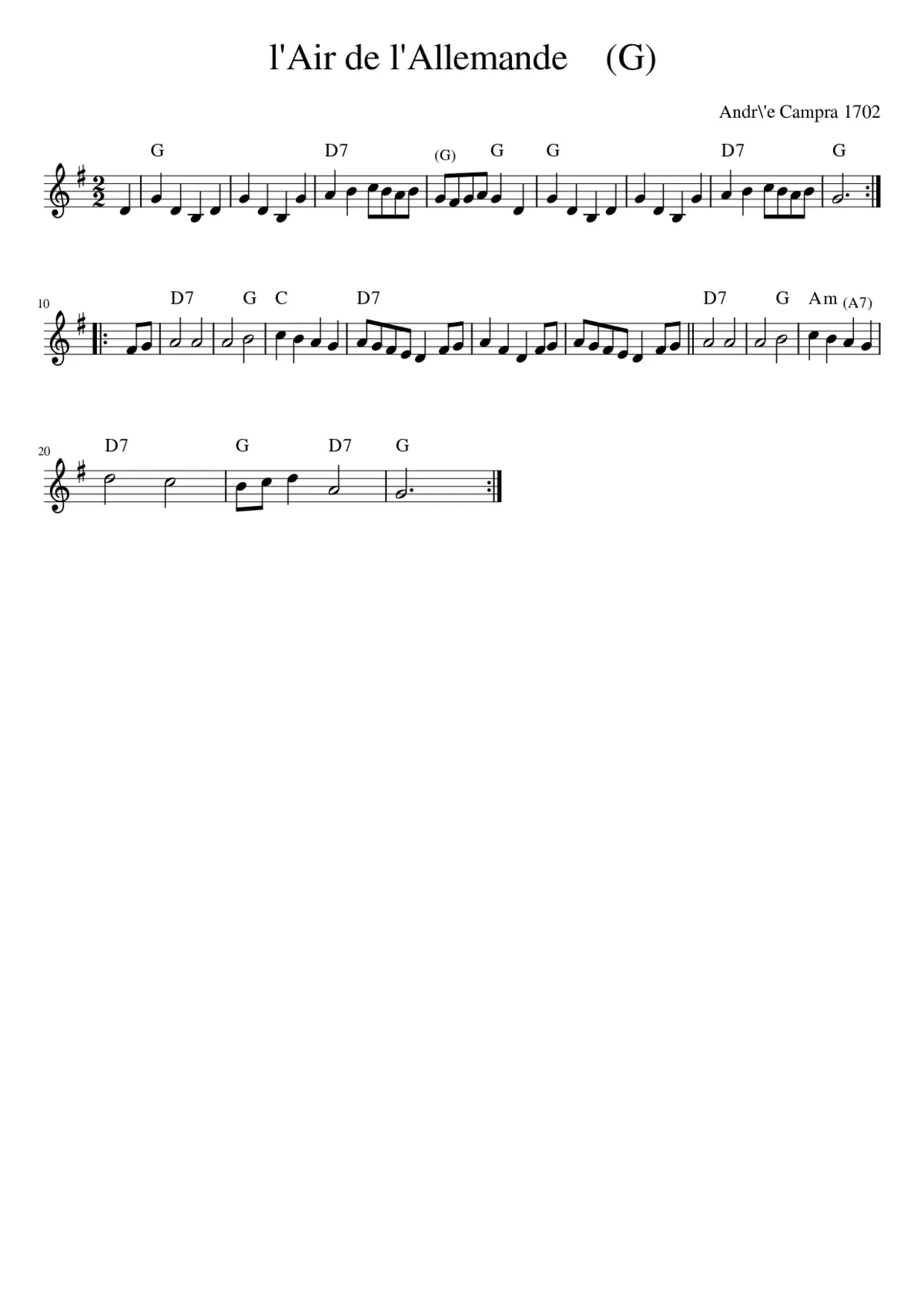 l'Air de l'Allemande (G) - Page 1