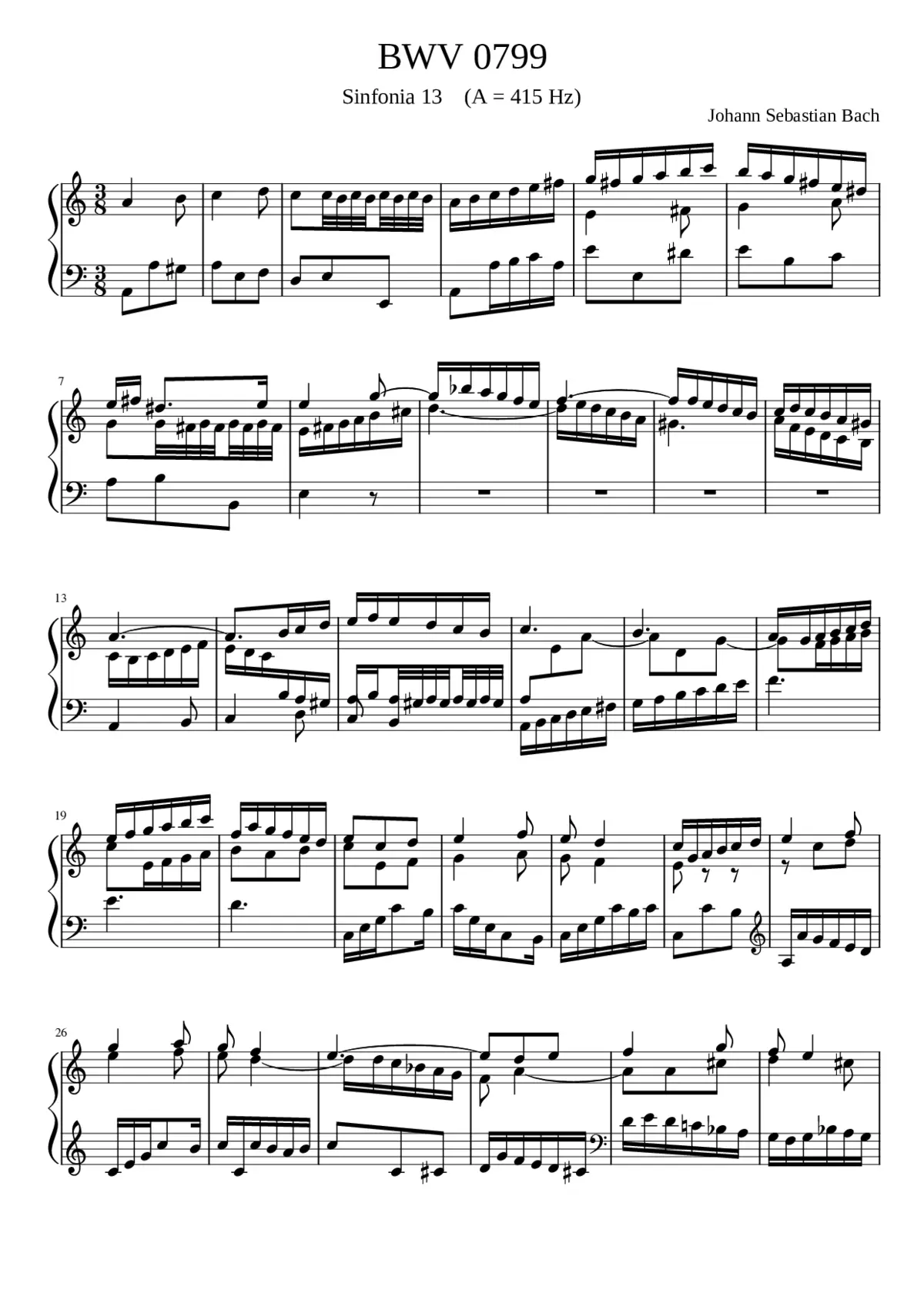 Sinfonia in A minor BWV 799 - Page 1