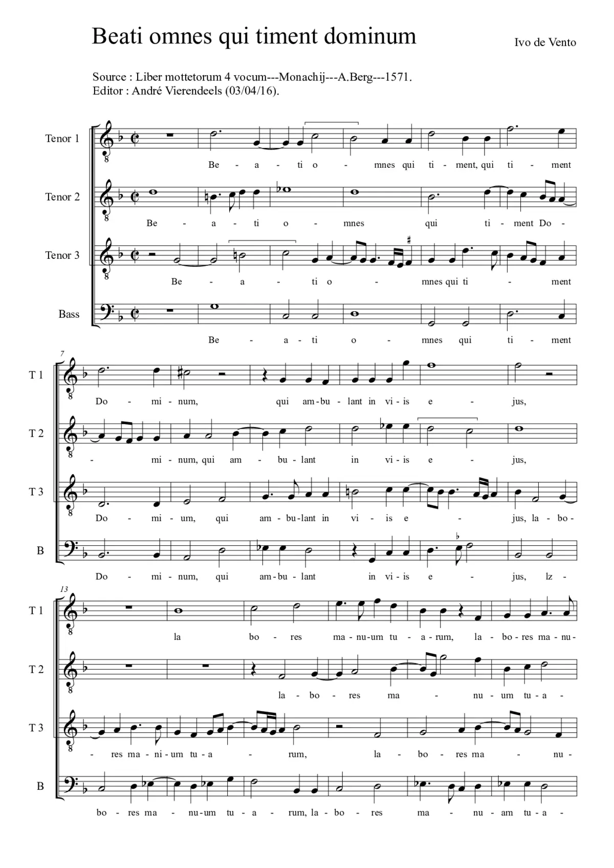 Beati omnes qui timent Dominum - Page 1