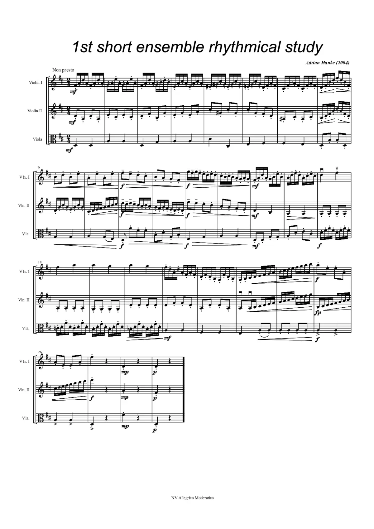 3 Short Rhythmical Studies for String Trio - Page 1