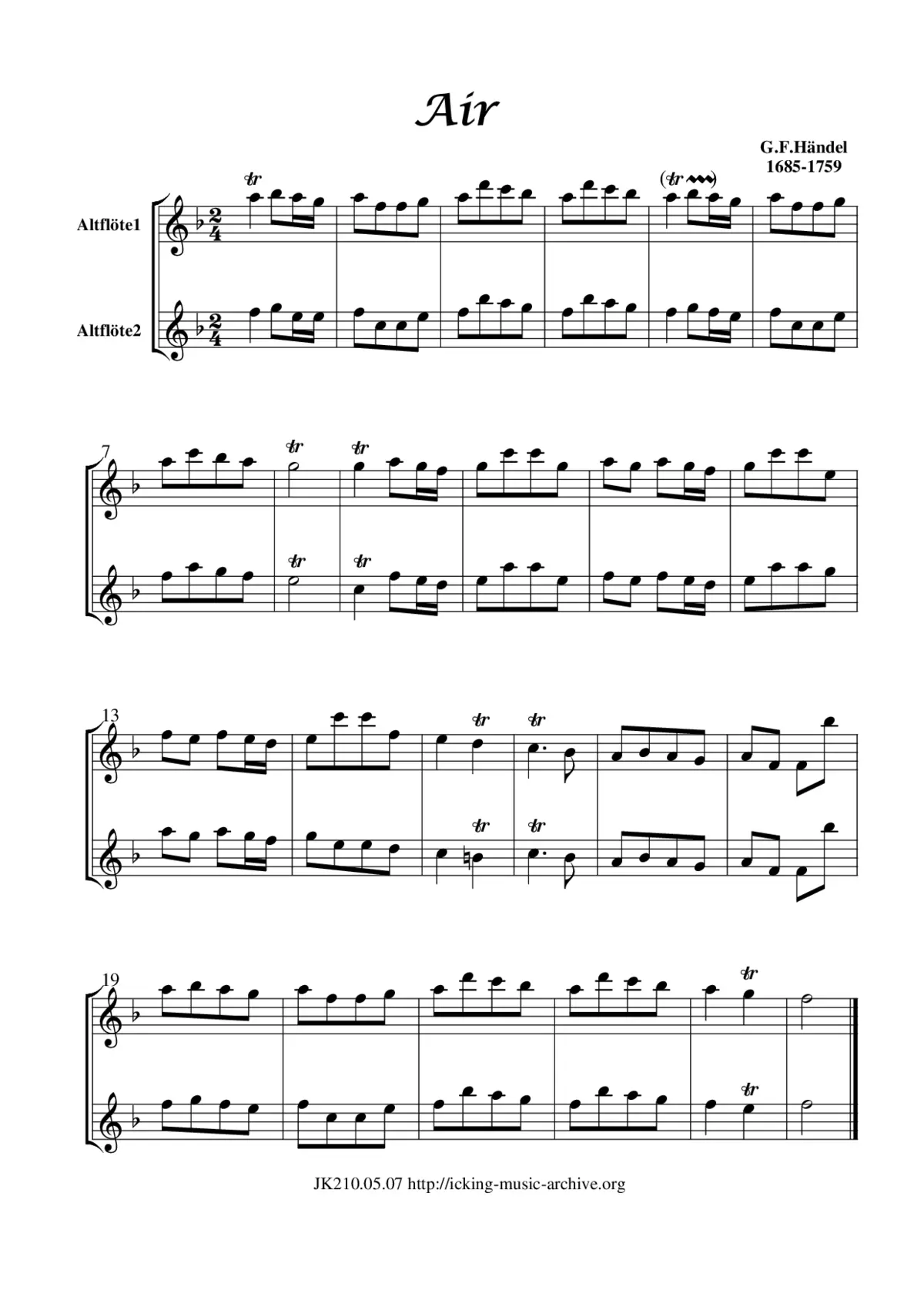 Air in D major - Page 1